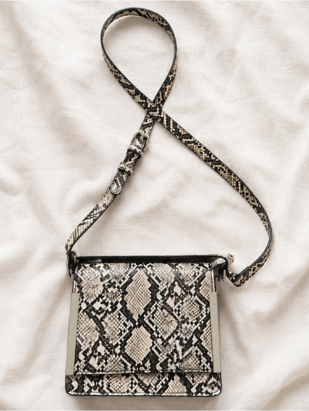 Topshop Snake Print Crossbody Bag Faux Leather Python Print Shoulder Purse